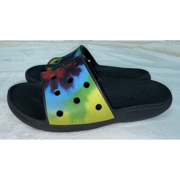 CROCS Unisex Tie-Dye Multicolor Comfort Slide Sandals Men’s 7 Women’s 9 EUC - Picture 2 of 7